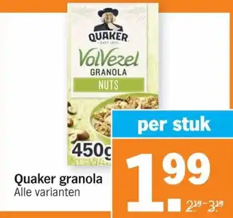 Albert Heijn Quaker Granola 450g aanbieding