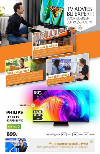 Expert Philips led 4k tv | 50pus8887-12 aanbieding