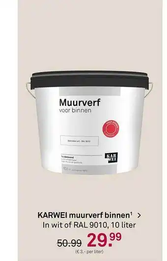 Karwei Karwei muurverf binnen > in wit of ral 9010, 10 liter aanbieding