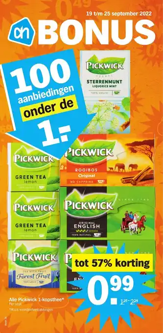 Albert Heijn Alle Pickwick 1-Kopsthee* aanbieding