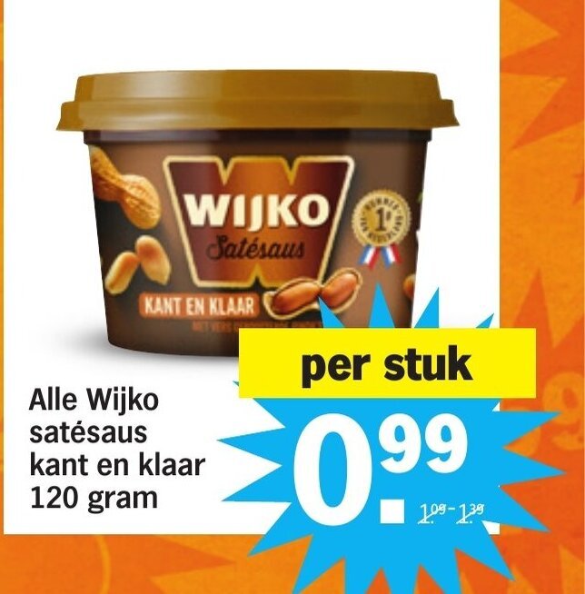 Alle Wijko Satesaus Kant En Klaar 120 Gram aanbieding bij Albert Heijn