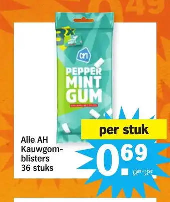 Albert Heijn Alle AH Kauwgom-Blisters 36 Stuks aanbieding