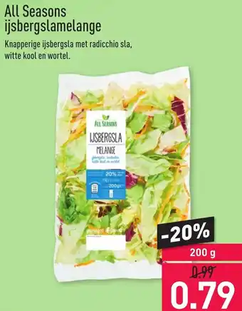 ALDI All Seasons ijsbergslamelange 200 g aanbieding