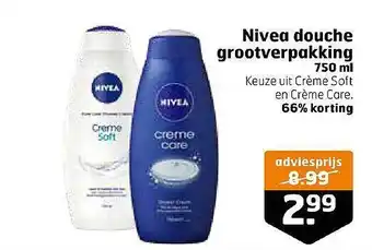 Trekpleister Nivea douche grootverpakking 750 ml aanbieding