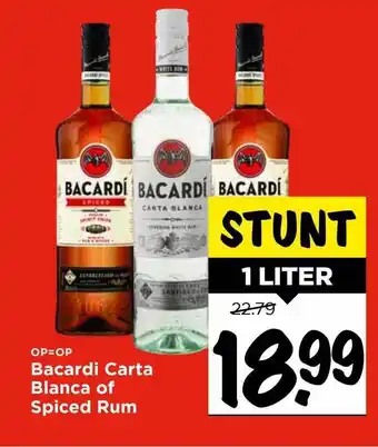 Vomar Voordeelmarkt Bacardi carta blanca of spiced rum aanbieding