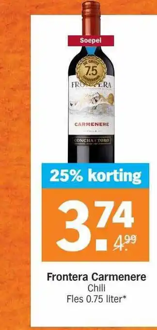 Albert Heijn Frontera carmenere chili 25% korting aanbieding