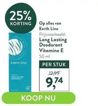 Holland & Barrett Op alles van earth line 25% korting aanbieding