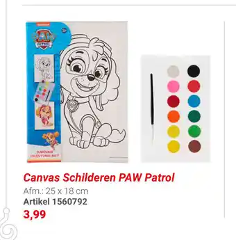 Lobbes Canvas Schilderen Paw Patrol 25 x 18 cm aanbieding