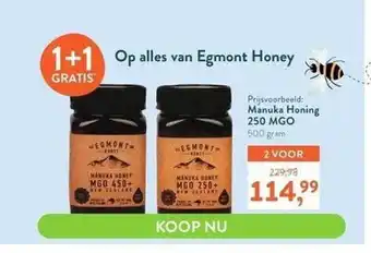 Holland & Barrett Op alles van egmont honey : manuka honing 250 mgo 1+1 gratis aanbieding