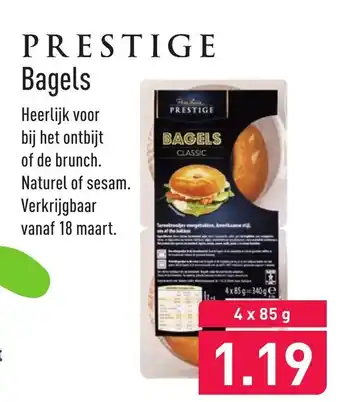 ALDI Prestige Bagels 4*85g aanbieding