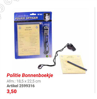 Lobbes Politie bonnenboekje aanbieding