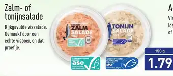 ALDI Zalm- of tonijsalade 150g aanbieding