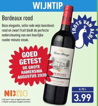 ALDI Beau Rivage Bordeaux rode 750ml aanbieding