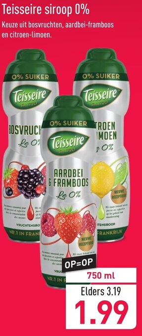 ALDI Teisseire siroop 0% 750ml aanbieding