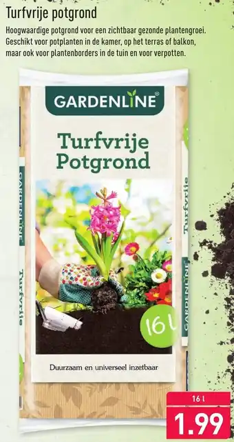 ALDI Gardenline Turfvrije potgrond 16L aanbieding