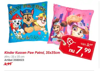 Lobbes Kinder kussen paw patrol, 35x35cm aanbieding