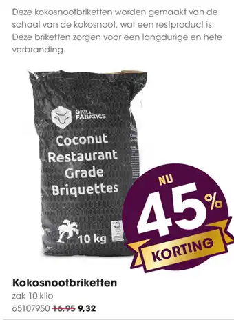 HANOS Grill Fanatics Kokosnootbriketten 10kg aanbieding