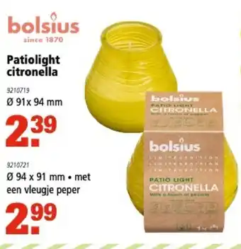 Marskramer Bolsius Patiolight citronella 91*94mm aanbieding