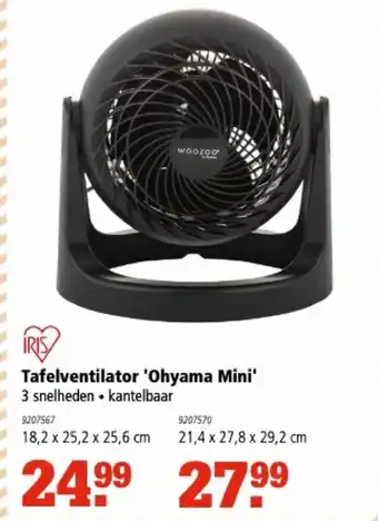 Marskramer Iris Tafelventilator Ohyama Mini aanbieding