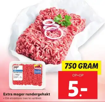 Lidl Extra mager rundergehakt 750g aanbieding