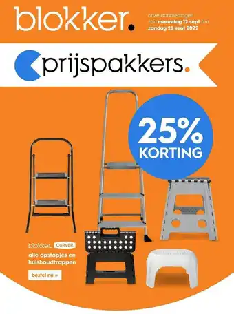 Blokker Alle opstapjes en huishoudtrappen 25% korting aanbieding