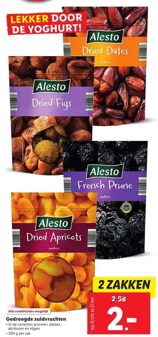 Lidl Alesto Gedroogde zuidvruchten 2x200g aanbieding
