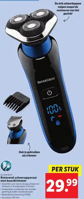 Lidl Silvercrest Roterend scheerapparaat met baardtrimmer aanbieding