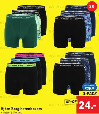 Lidl Bjorn Borg Herenboxers mt. S/XXL 3-pack aanbieding