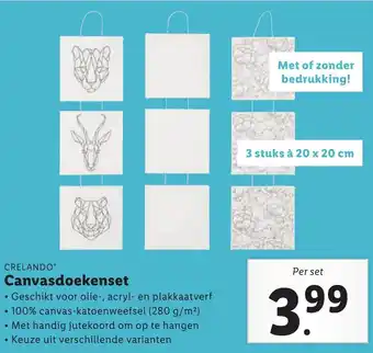 Lidl Crelando Canvasdoekenset aanbieding