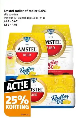 Poiesz Amstel radler of radler 0.0% 25% korting aanbieding