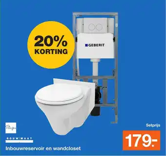 BOUWMAAT Bouwmaat Inbouwreservoir En Wandcloset 20% Korting aanbieding