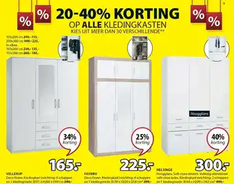 Jysk 20-40% korting op alle kledingkasten aanbieding