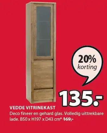 Jysk Vedde vitrinekast aanbieding