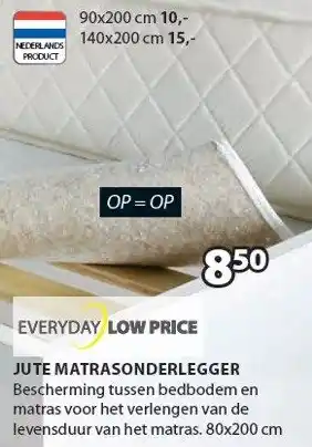 Jysk Jute matrasonderlegger aanbieding