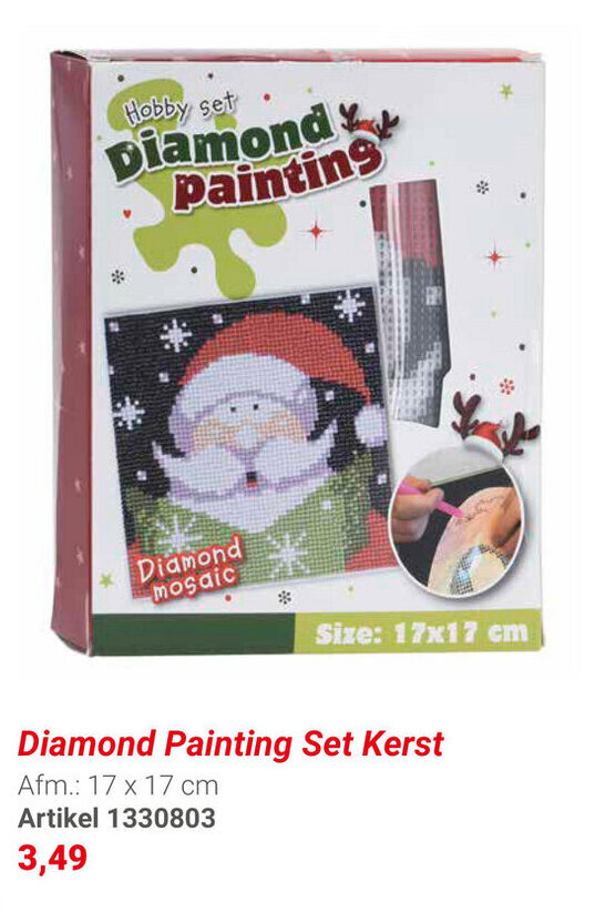 Diamond painting set kerst aanbieding bij Lobbes