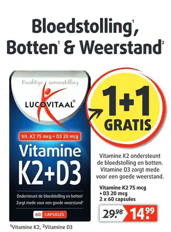 Lucovitaal Lucovitaal Vitamine K2+D3 1+1 Gratis aanbieding