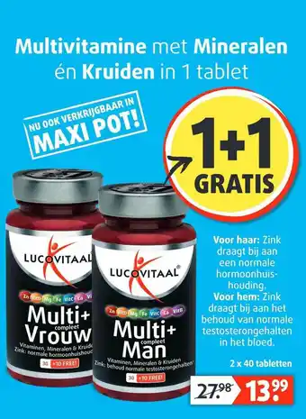 Lucovitaal Lucovitaal Multi+ Vrouw Of Lucovitaal Multi+ Man 1+1 Gratis aanbieding