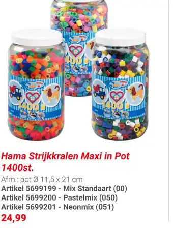 Lobbes Hama strijkkralen maxi in pot 1400st. aanbieding