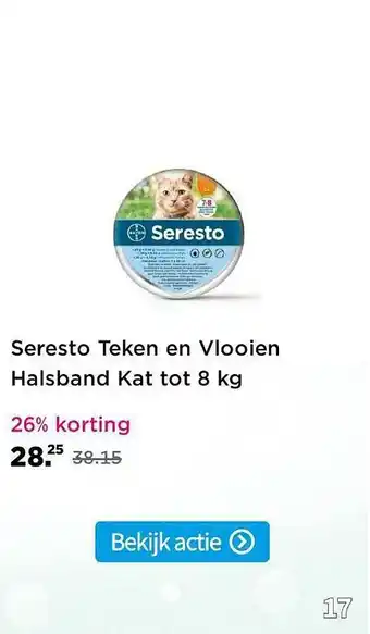 Plein.nl Seresto Teken En Vlooien Halsband Kat Tot 8 Kg 26% Korting aanbieding