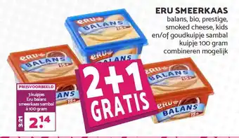 MCD Supermarkt Eru Smeerkaas Balanc, Bio, Prestige, Smoked Cheese, Kids En-of Goudkuipje Sambal aanbieding