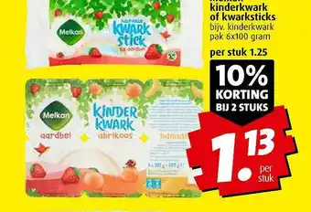 Boni Melkan Kinderkwark Of Kwarksticks 10% Korting Bij 2 Stuks aanbieding