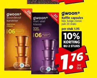 Boni Gwoon Koffie Capsules 10% Korting Bij 2 Stuks aanbieding