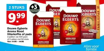 Hoogvliet Douwe egberts aroma rood filterkoffie of pads aanbieding