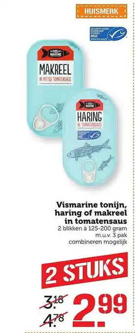 Coop Vismarine Tonijn, Haring Of Makreel In Tomatensaus aanbieding