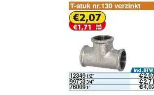 Toolstation T- stuk nr. 130 verzinkt aanbieding