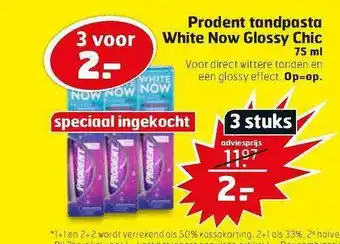 Trekpleister Prodent tandpasta white now glossy chic aanbieding