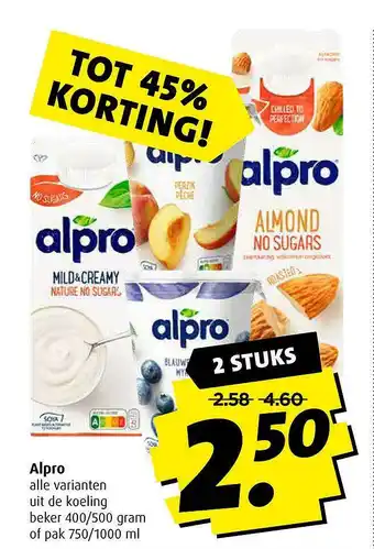 Boni Alpro tot 45% korting aanbieding