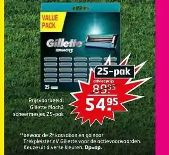 Trekpleister Gillette Mach3 Scheermesjes 25-Pak aanbieding