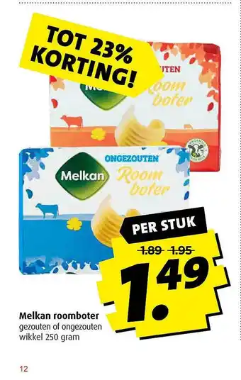 Boni Melkan Roomboter Gezouten Of Ongezouten Tot 23% Korting aanbieding