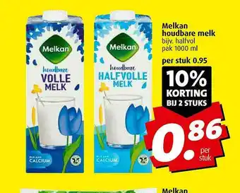 Boni Melkan Houdbare Melk 10% Korting Bij 2 Stuks aanbieding